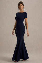 Rian | Navy Short-Sleeve Maxi Dress