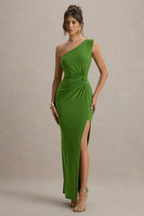 Galene | Green Asymmetric Wrap Maxi Dress