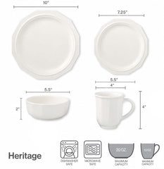 Heritage 16 Piece Dinnerware Set, Service for 4