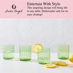 Darbie Angell Dappled Clouds Seafoam Set of 4 Double Old Fashioned Glasses