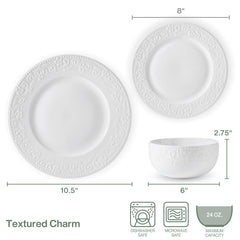 Textured Charm 24 Piece Dinnerware Set, Service for 8