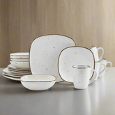 Decker White 16 Piece Dinnerware Set, Service for 4