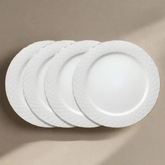 French Lace Set of 4 White Dinner Plates