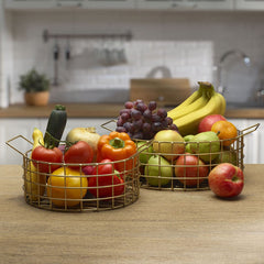 Kendall Set Of 2 Gold Centerpiece Baskets