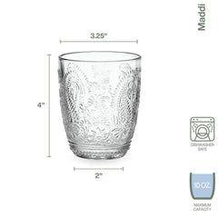 Fitz and Floyd Maddi Double Old Fashioned Glasses Set of 4, Clear