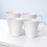 French Lace Set of 4 White Mugs