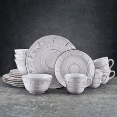 Trellis Lodge White 16 Piece Dinnerware Set, Service for 4