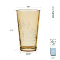 Fitz and Floyd Wildflower Highball Glasses Set of 4, Gold