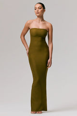 Angelie | Green Bandeau Bodycon Maxi Dress