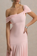 Castor | Pink Asymmetric Midi Dress