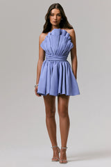 Distinguished | Powder Blue Asymmetric Ruffled Mini Dress