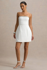 Bobbie | White Embellished Bandeau Mini Dress
