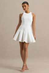 Leilani | White Round-Neck Mini Skater Dress