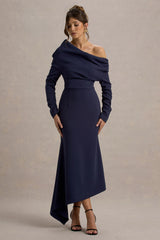 Lou | Navy One-Shoulder Asymmetric Maxi Dress