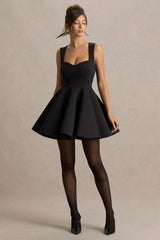 Malia | Black Sweetheart-Neck Skater Mini Dress