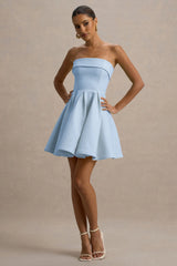 Bruna | Powder Blue Bandeau Skater Mini Dress