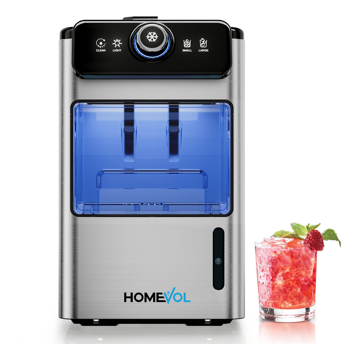 Homevol EVO1 Corded & Battery Powered Ice Maker with Self-Cleaning