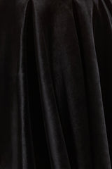 Leticia | Black Asymmetric-Neck Velvet Mini Dress With Twist-Sleeve