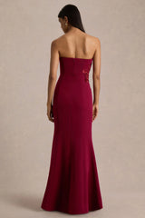 Aylana | Burgundy Bandeau Maxi Dress With Embellished Detail