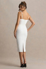 Baylor | White Midi-Dress With Cape-Detail
