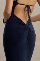 Dressing Up | Navy One Shoulder Maxi Dress With Open Back Detail