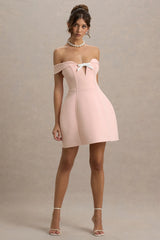 Lavender | Pink Sweetheart Mini Dress With Bow Detail