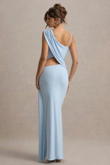 Storm | Powder Blue Asymmetric Maxi Dress With Cut-Out Details