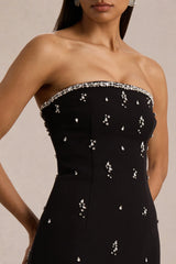 Rominia | Black Bandeau Hand-Embellished Maxi Dress