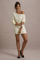 Terra | Cream Faux Mohair Oversized Mini Dress
