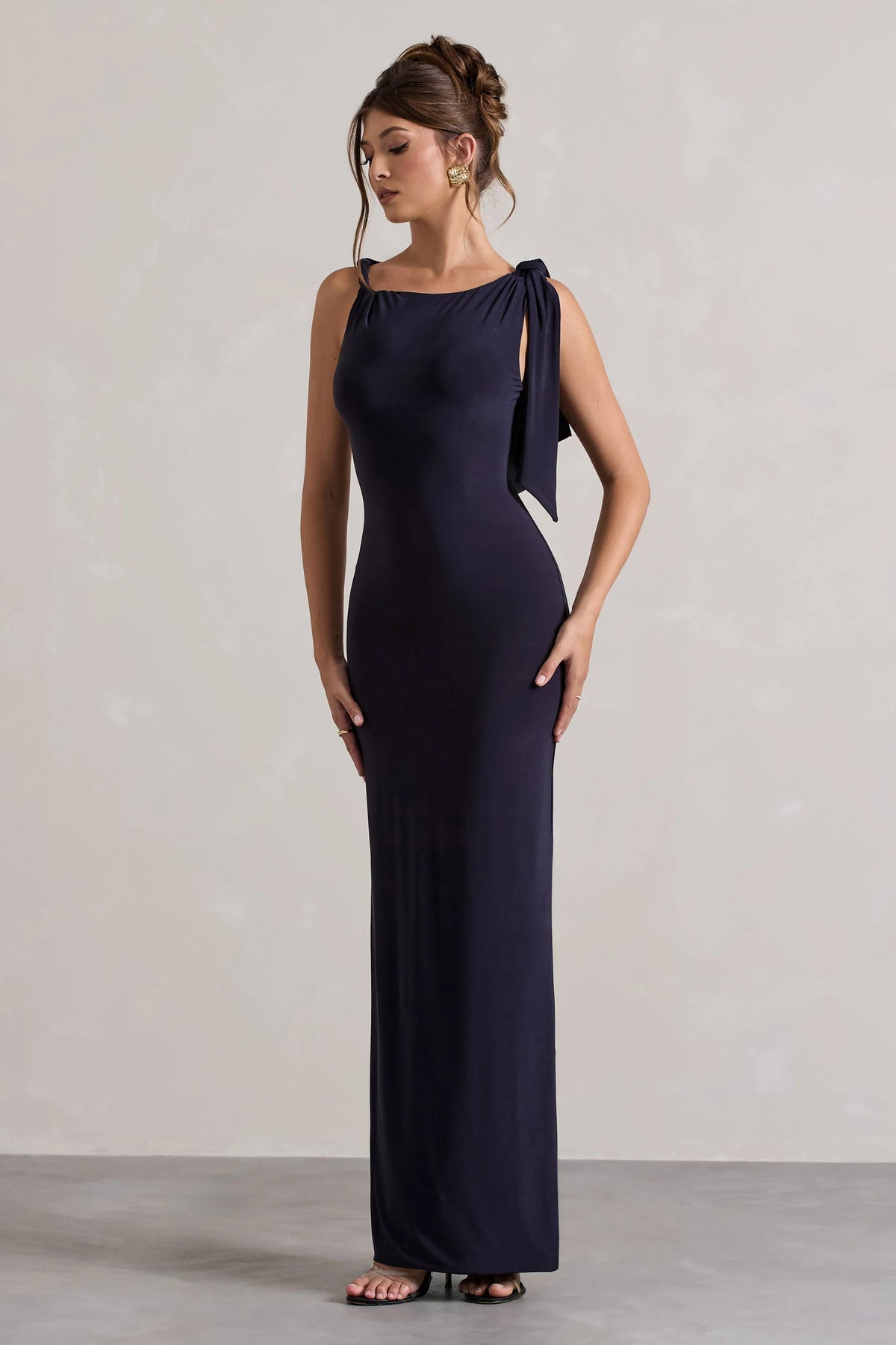Kacey | Navy Twisted Knot Maxi Dress