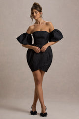 Ramone | Black Bardot Mini Dress With Tulip Hem