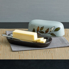 Rustic Leaves Covered Butter Dish