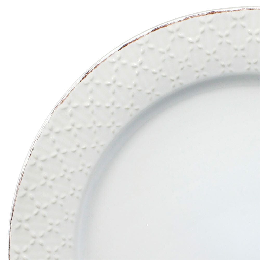 French Lace Set of 4 White Dinner Plates