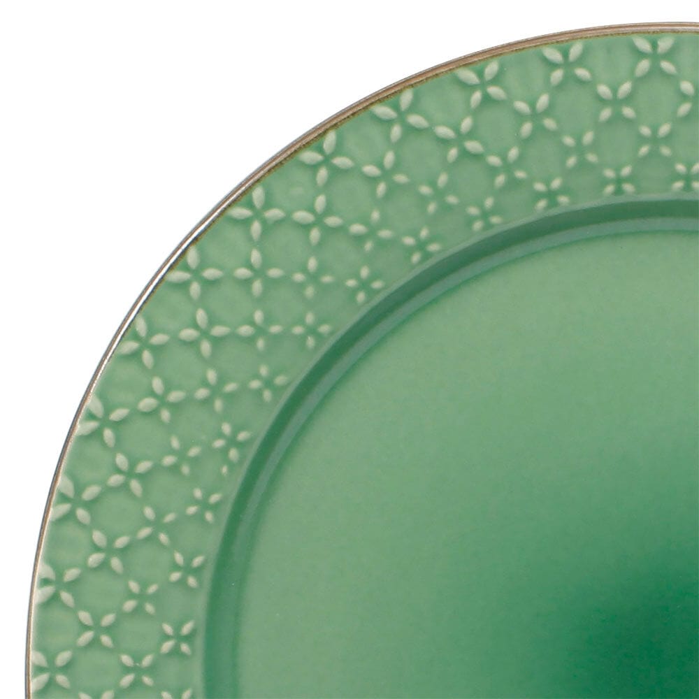 French Lace Set of 4 Green Dinner Plates