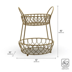 Lattice 2 Tier Matte Gold Countertop Basket