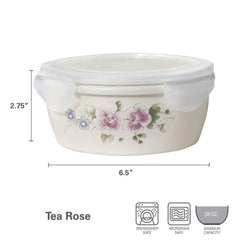 Tea Rose Storage Bowl With Lid