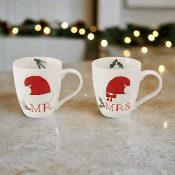 Mr. & Mrs. Santa Hat Set of 2 Mugs