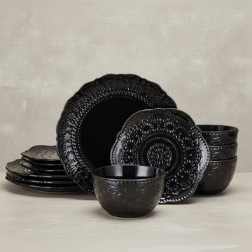 Chateau Midnight 12 Piece Dinnerware Set, Service for 4