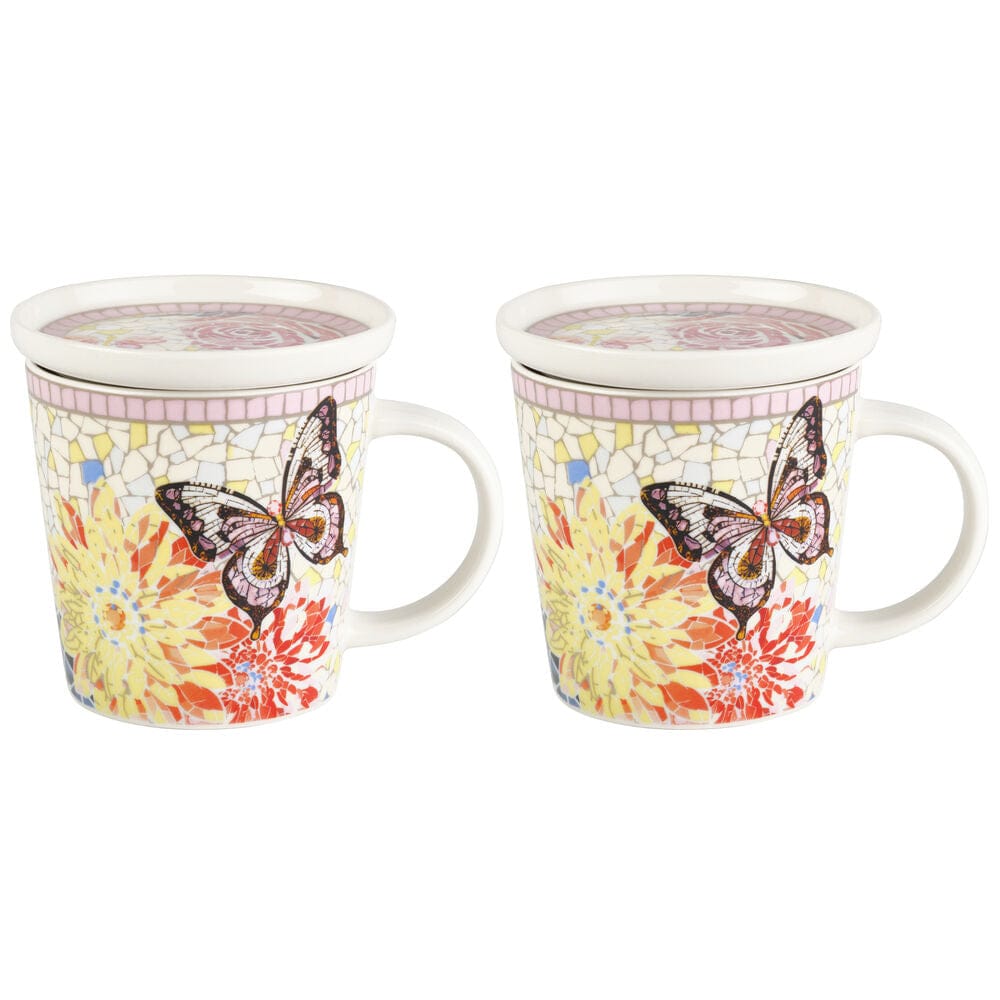Dolly Parton Mosaic Set of 2 Mugs with Lid Coaster