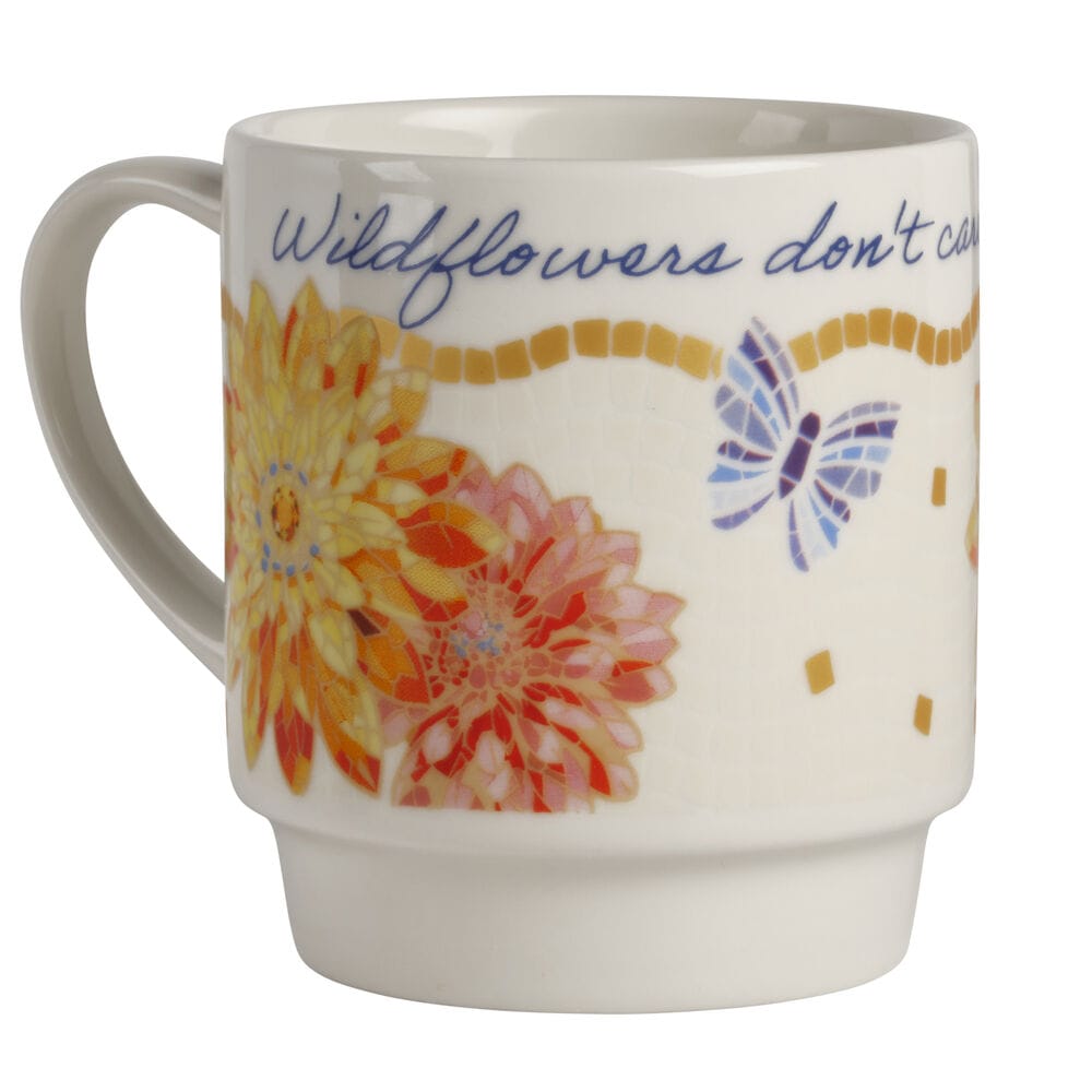 Dolly Parton Mosaic Floral Set of 4 Mugs with Rack