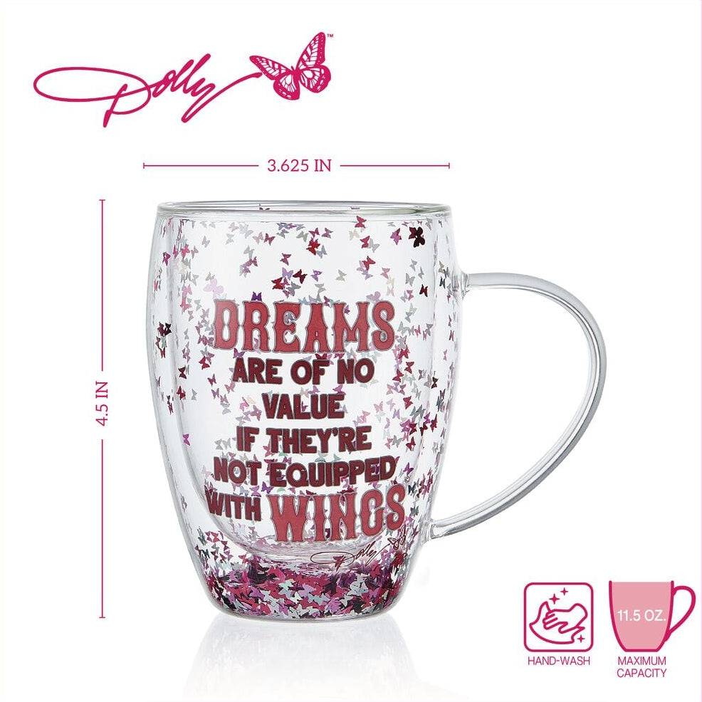 Dolly Parton Confetti Set of 2 Double Wall Glass Mugs