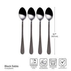 Sable Black Set of 4 Long Handled Spoons