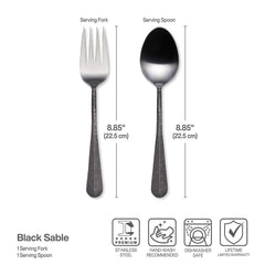 Sable Black Set of 2 Serving Fork and Spoon
