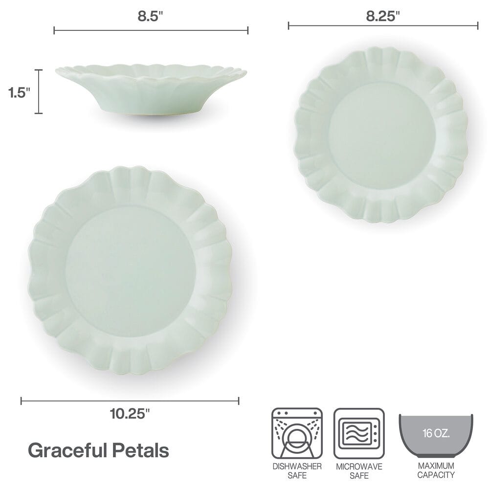 Graceful Petals 12 Piece Dinnerware Set, Service for 4