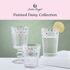 Darbie Angell Painted Daisy Set of 4 Highball Glasses