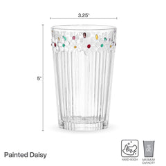 Darbie Angell Painted Daisy Set of 4 Highball Glasses