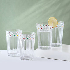 Darbie Angell Painted Daisy Set of 4 Highball Glasses