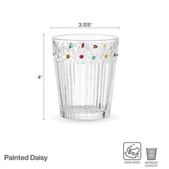 Darbie Angell Painted Daisy Set of 4 Double Old Fashioned Glasses