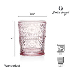 Darbie Angell Wanderlust Blush Set of 4 Double Old Fashioned Glasses