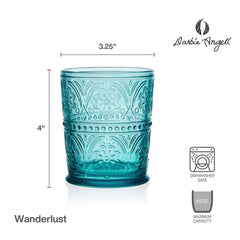 Darbie Angell Wanderlust Teal Set of 4 Double Old Fashioned Glasses
